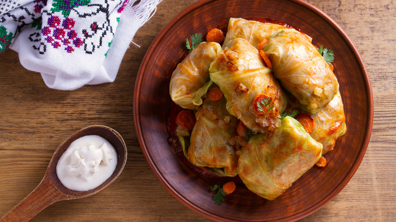 Polish cabbage rolls with meat