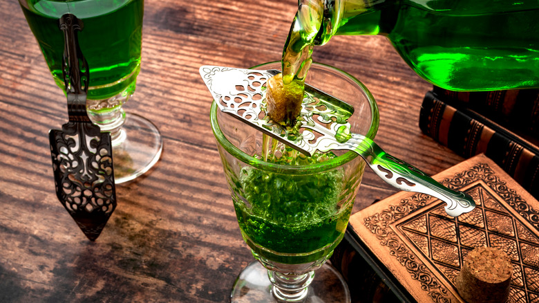 Absinthe poured over sugar cube