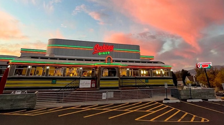 Oakley Diner storefront at sunset