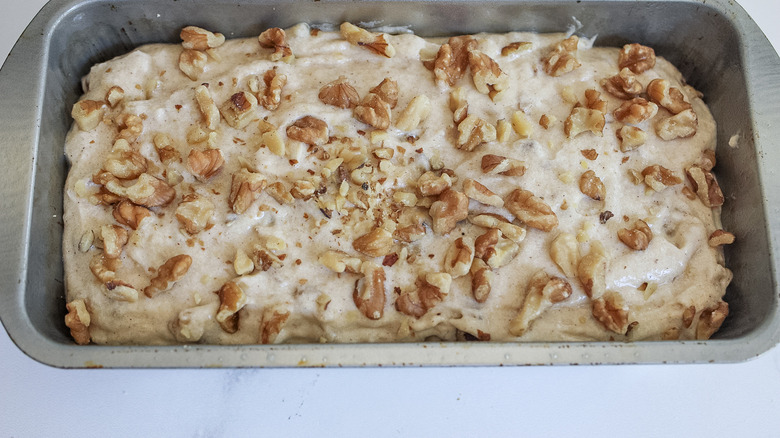 banana bread in tin 