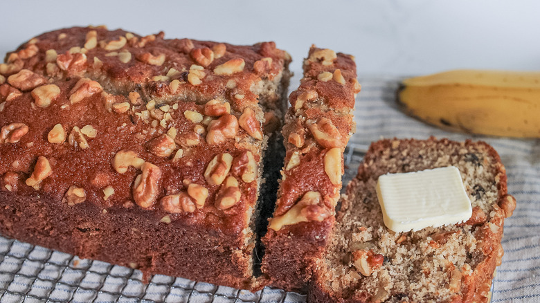 extra moist banana bread sliced 