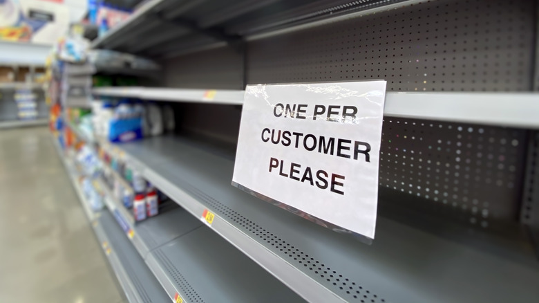 Empty supermarket shelves