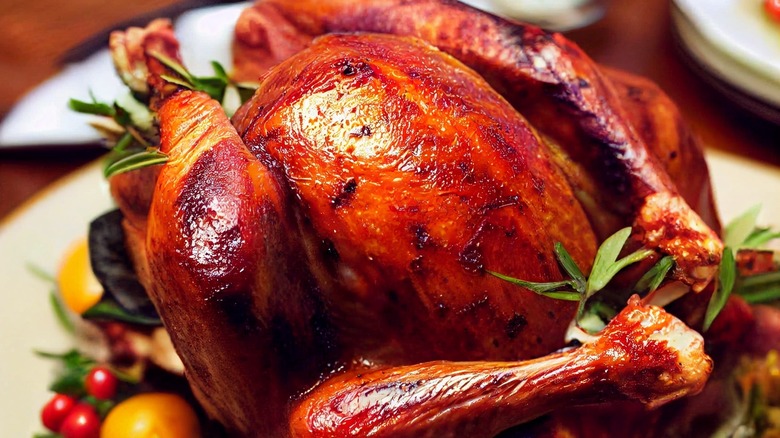 Overcooked turkey with garnishes