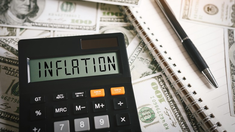 Inflation written on calculator