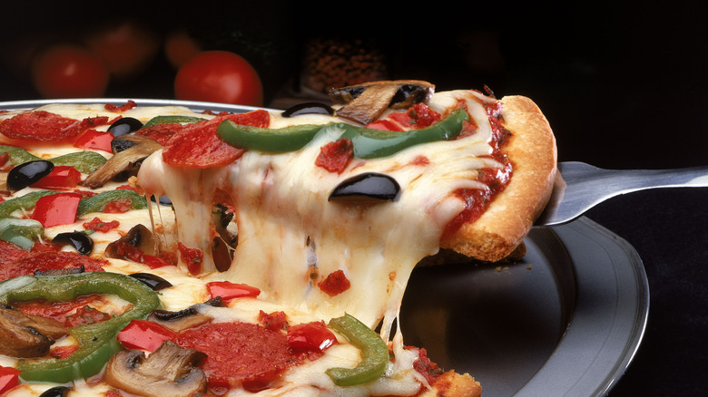 Pizza and glass of champagne
