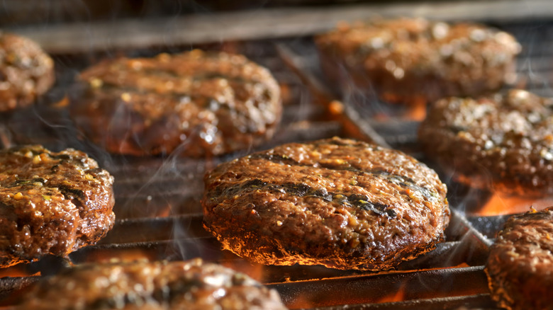 Burger patties on the grill