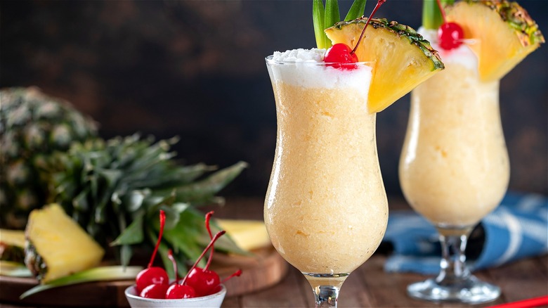 Frozen piña coladas with fresh fruit 