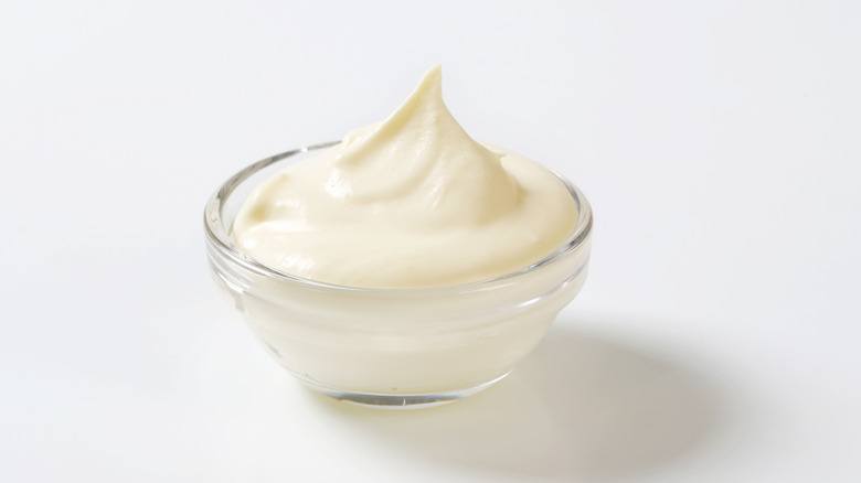sour cream in a glass bowl