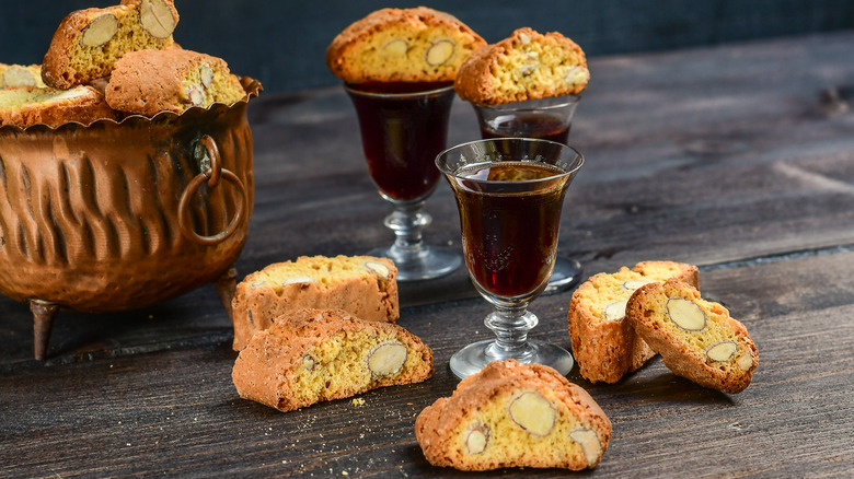 Almond biscotti with amaretto shots