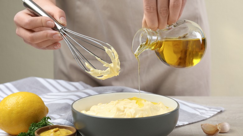 Making mayo with a whisk