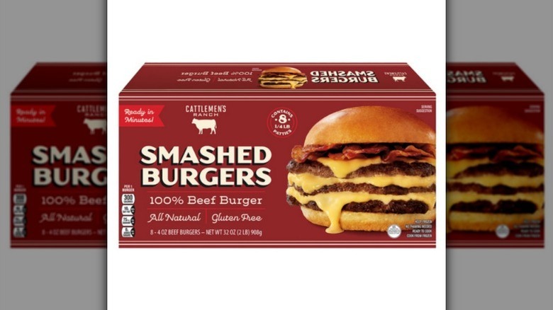 Box of Catteman's Ranch smash burgers from Aldi