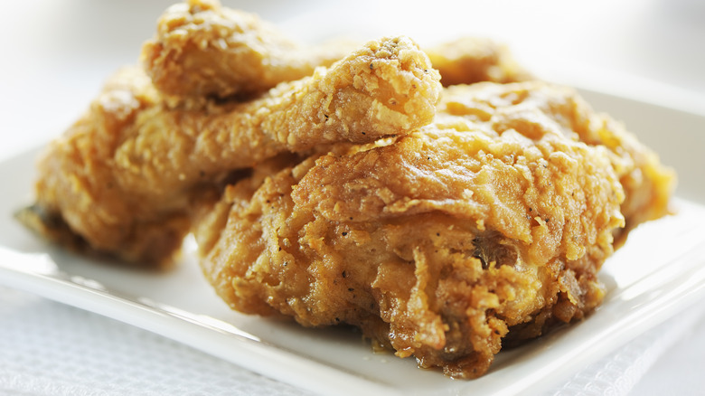 Crispy fried chicken on plate