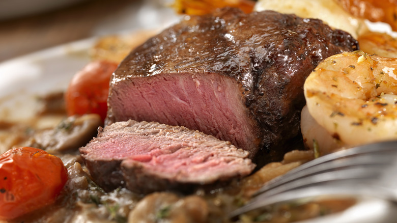Juicy tenderloin steak on a plate
