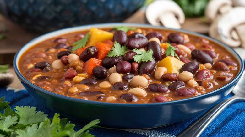 Bowl of chili with beans