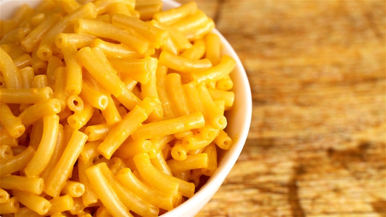 Bowl of prepared mac and cheese