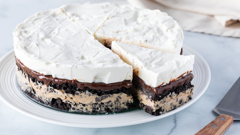 ice cream cake on a serving dish