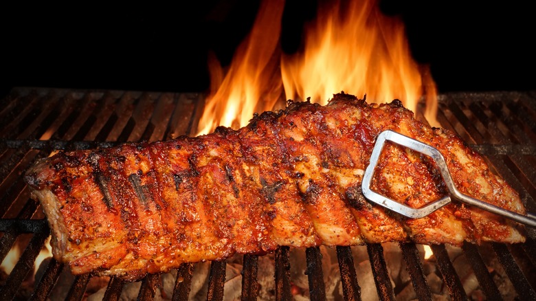 ribs brushed on grill