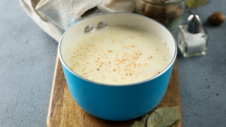 Homemade béchamel with nutmeg