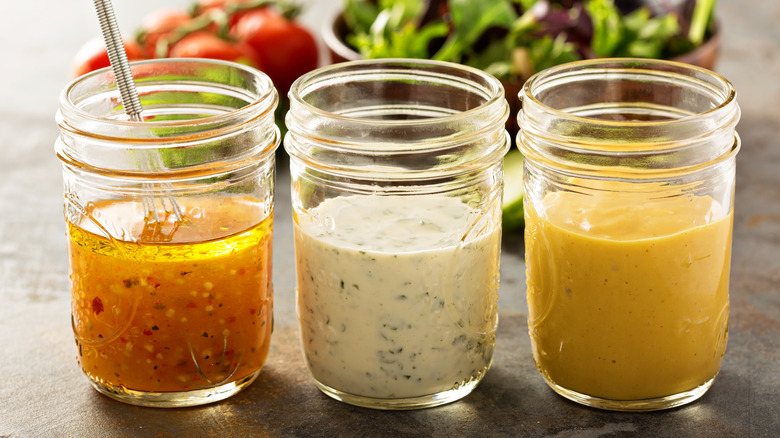 Salad dressings in mason jars