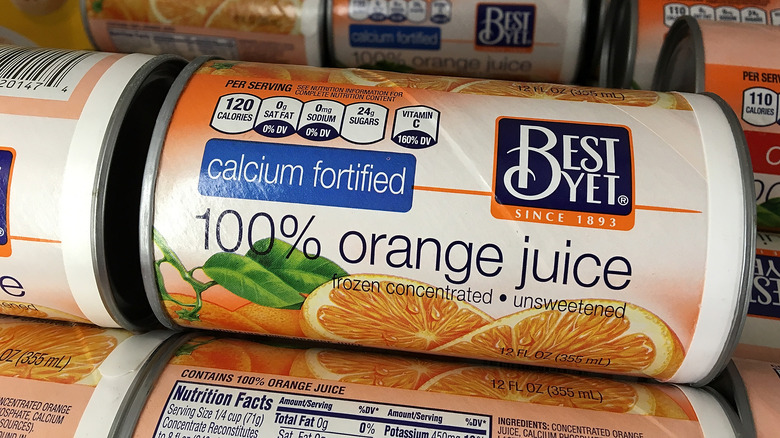 tubes of orange juice concentrate