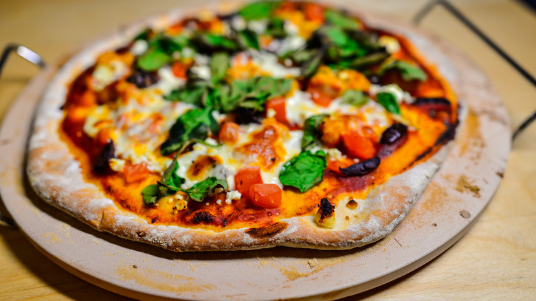 Pizza on pizza stone