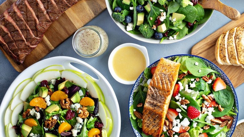assorted salads with toppings