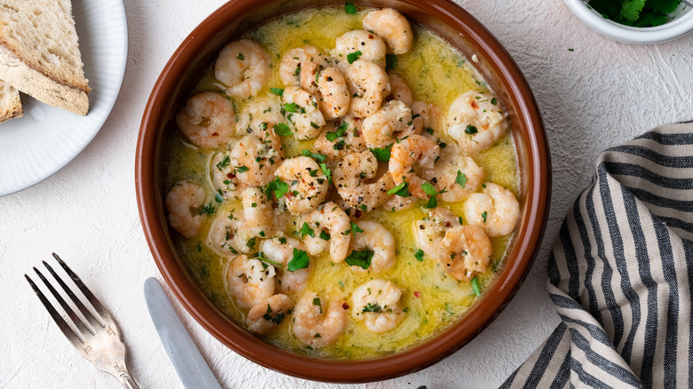 garlicky shrimp scampi in dish