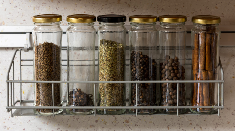Spices on a spice rack