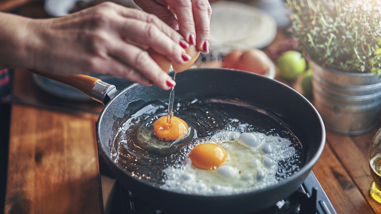 Fried eggs in a pan