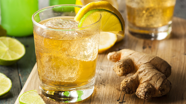 glass of ginger ale on board