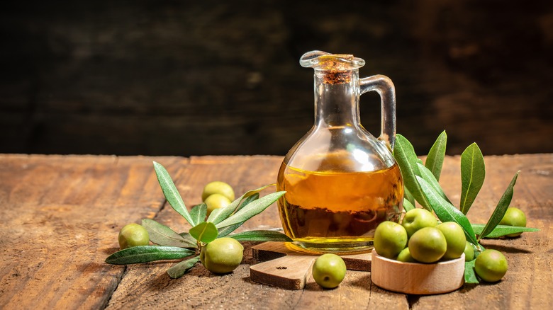 Olive oil and whole olives