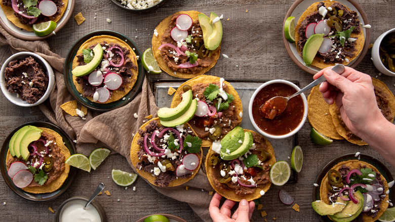 table of bean tacos