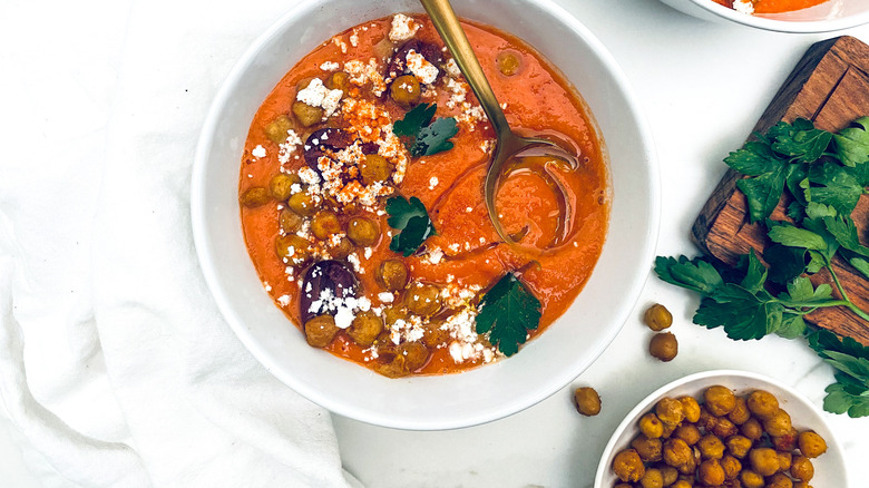 gazpacho in white bowl
