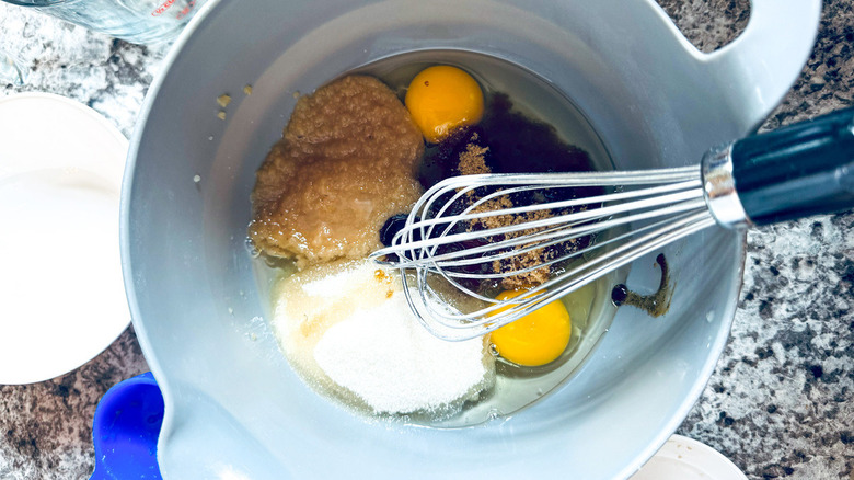 eggs and sugar in bowl