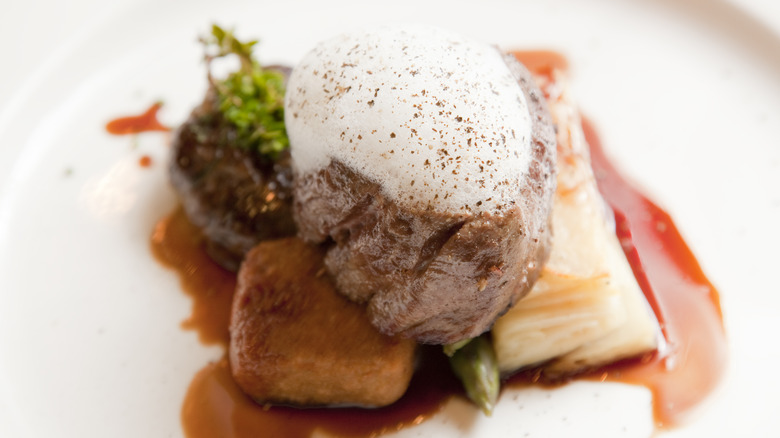 Truffle foam on a dish