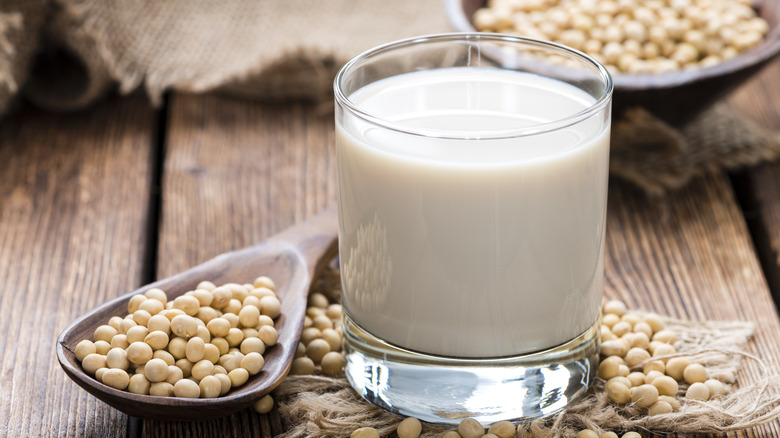 soy milk in glass