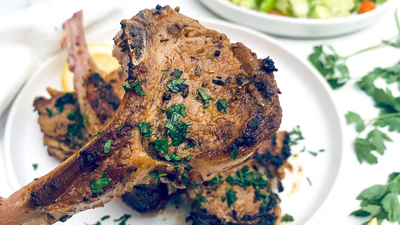 close up lamb chop