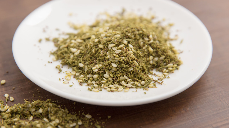 Za'atar on a white plate