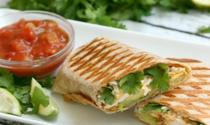 Grilled Chicken, Avocado, Rice & Cheddar Burrito