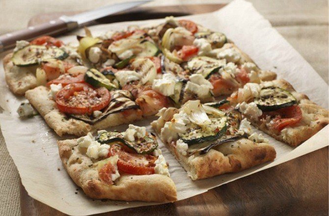 Grilled Vegetable and Goat Cheese Pizza