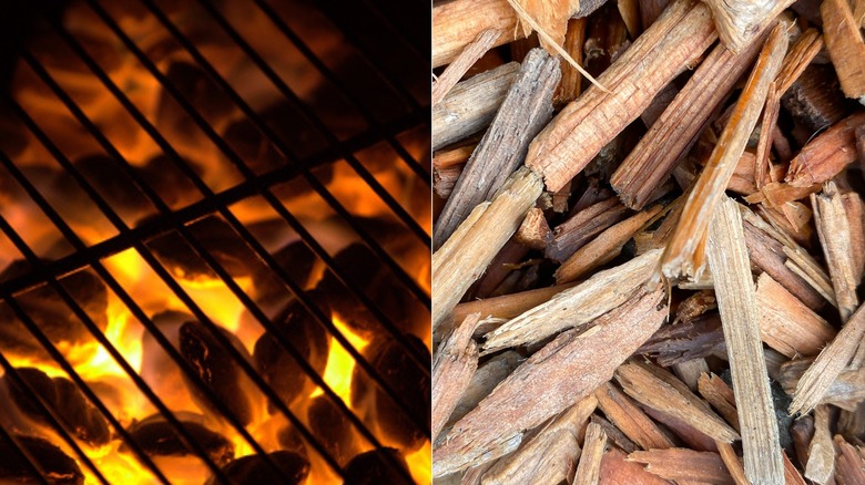 Charcoal and wood chips