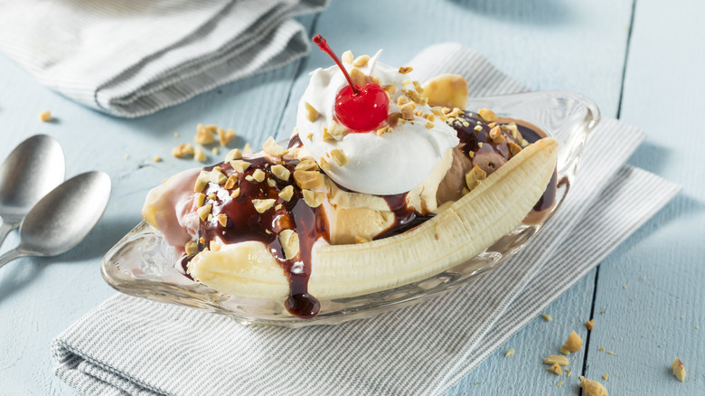 Homemade banana split
