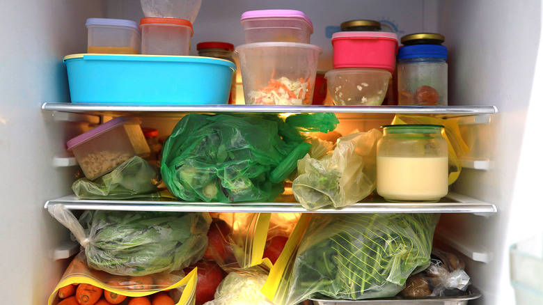 Fridge with full shelves
