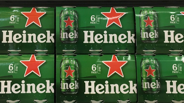 Heineken cans displayed for sale