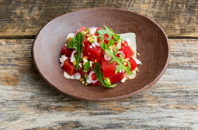 Heirloom Watermelon Salad with Mint Vinaigrette
