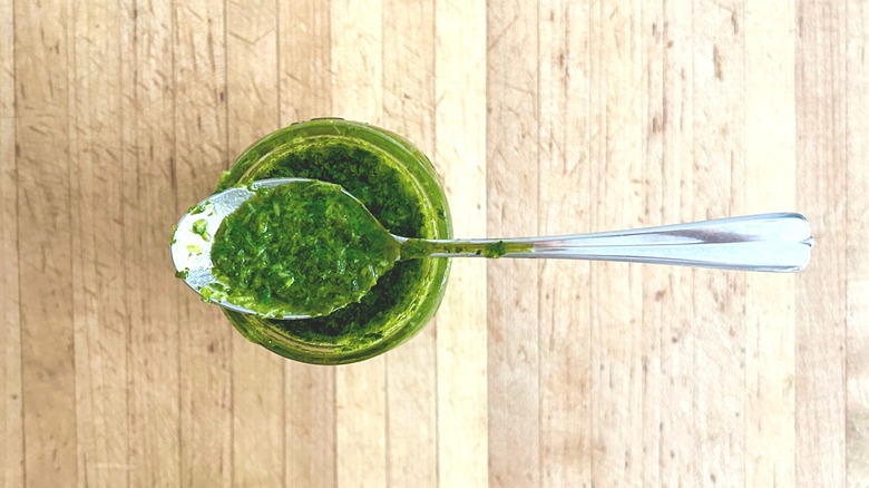 Spoon of herb oil