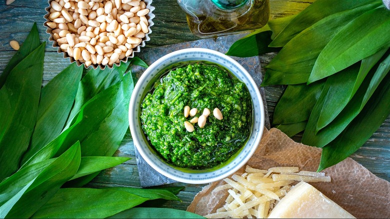 Bowl of ramp pesto 