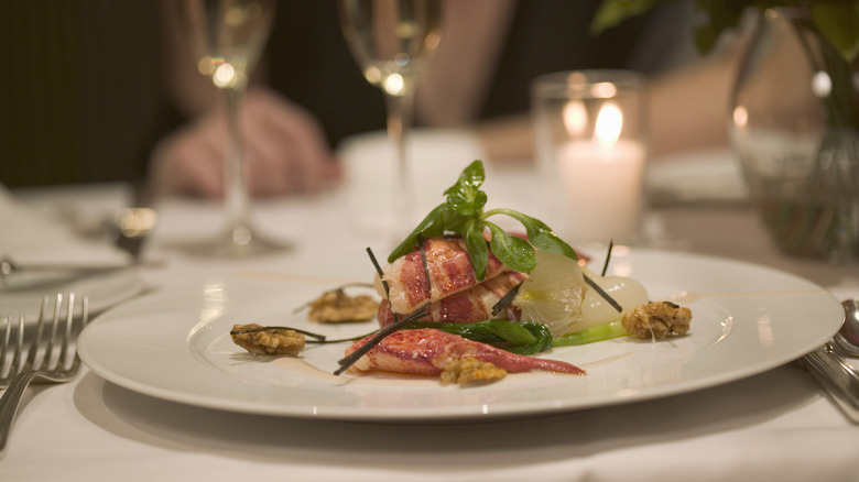 a plate of food at a fine dining establishment
