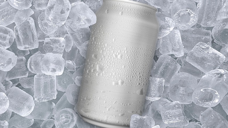 unmarked can sitting on ice