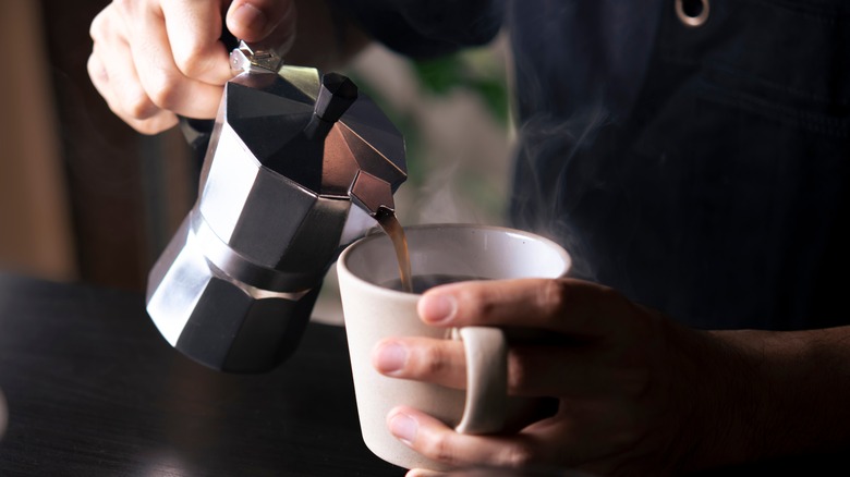 Moka pot and coffee